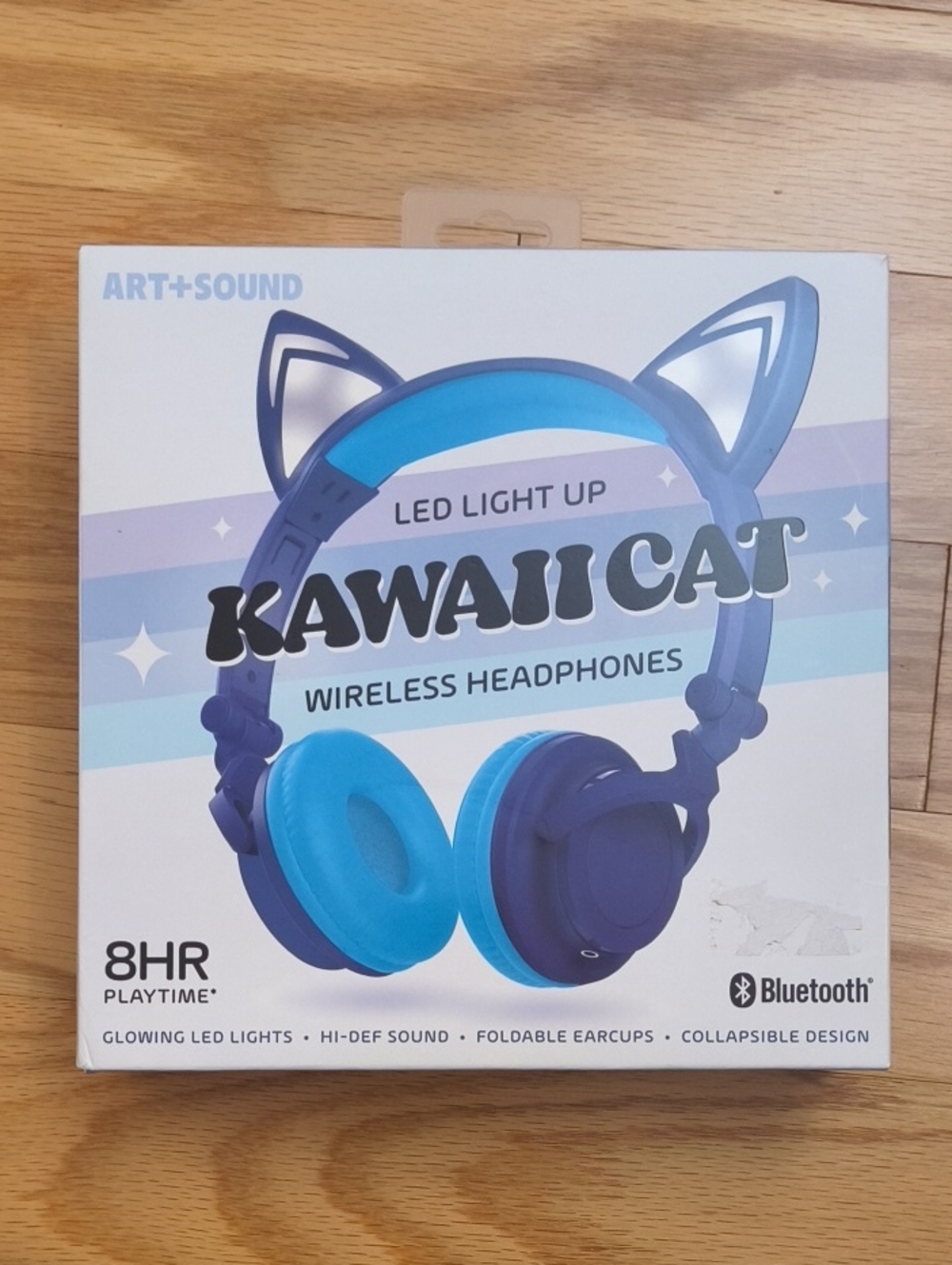 Art + Sound Kawaii Cat LED Light Up Wireless Headphones NWT